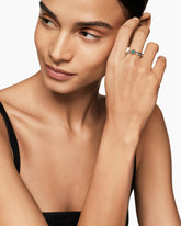 Petite Cable Ring in Sterling Silver with 14K Yellow Gold and Blue Topaz, 2.8mm